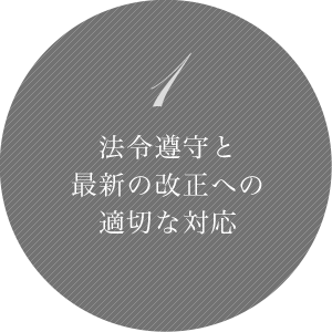 1 法令厳守と最新の改正への適切な対応